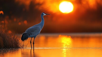 Sandhill Crane at Sunset: A Serene Moment in Nature