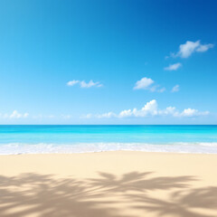 Stunning Empty Sandy Beach with Azure Sea and Small Waves, Summer Vacation, Tropical Paradise, Exotic Getaway, Relaxation, Coastal Bliss