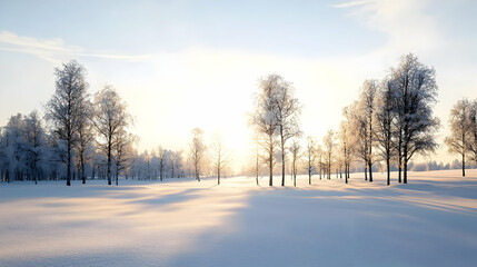 Snowy Winter Landscape Sunrise