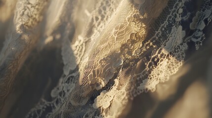 Fototapeta premium Close-up of delicate lace fabric showcasing intricate patterns. 