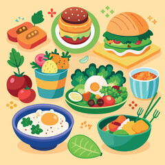 Vector illustration  of  food icon set