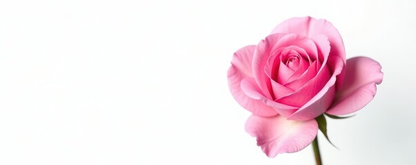 A delicate pink rose, isolated against a pure white backdrop, nature, floral, petal