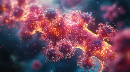 Fototapeta premium Mesmerizing cosmic explosion of fiery energy and light creating a dazzling display of dynamic particles glowing nebulae and surreal galactic formations in a stunning digital art interpretation