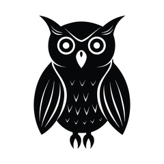 Owl Silhouette Vector Art | Black and White Owl Bird Illustration