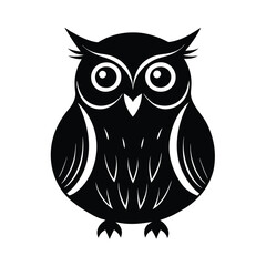 Owl Silhouette Vector Art | Black and White Owl Bird Illustration