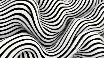 Abstract Undulating Black and White Stripes Background for Modern Design Art, Generative AI.