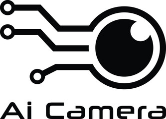 Ai Camera Logo Digital Eye with Circuitry Logo. Digital Camera Lens Logo