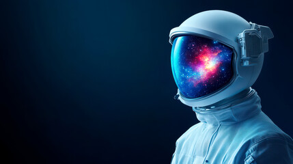 A futuristic astronaut helmet featuring a cosmic reflection, symbolizing exploration and the mysteries of space.