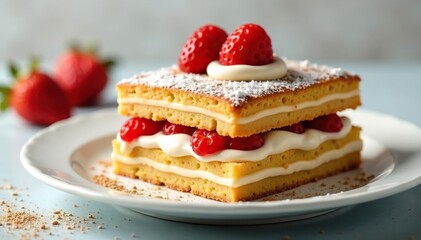 Classic Italian dessert, layers of coffee-soaked ladyfingers and mascarpone cream , isolated, baking