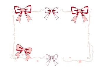 Whimsical doodle frames with wavy lines, bows & ribbons; retro coquette style Perfect for vintage wedding invites & cards, illustration, coquette