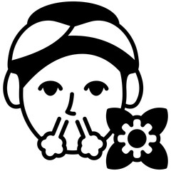 Breathe glyph mini illustration icon, related to relaxation, spa, wellness and more. use for modern concept, print, UI, UX kit, web and app development. Vector EPS 10.