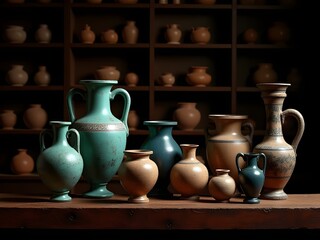 clay pots in the market