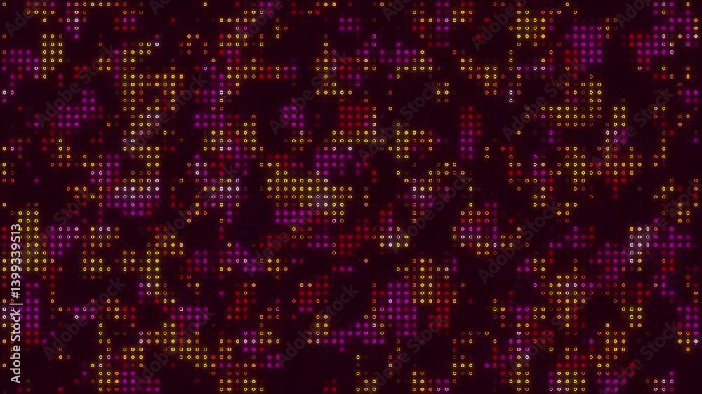 Wall mural animated video with colorful warm dots glowing on dark background for vibrant and dynamic digital fu