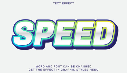 A 3D typography design displaying the word 'Speed' with vibrant colors and shadowed accents, portraying energy and motion