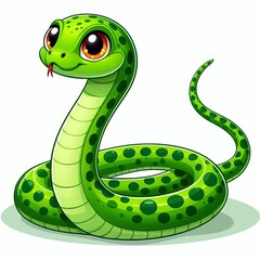 Fototapeta premium Adorable Cartoon Green Snake Illustration