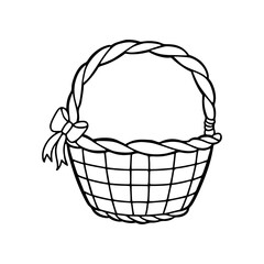 outline illustration of a basket with ribbon