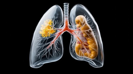 Detailed 3D of the Human Respiratory System Anatomy Showing the Internal Structure and Components of the Lungs Trachea and Bronchial Tubes
