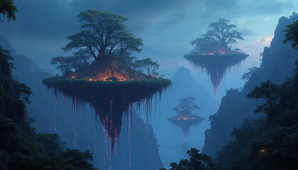 tropical island at night