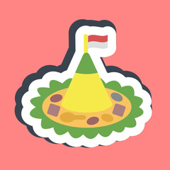 Sticker cone shaped rice. Indonesian independence day celebration elements. Good for prints, posters, etc.