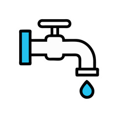 Water Faucet with Dripping Drop Icon Design