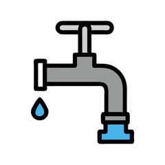 Water Faucet with Dripping Drop Icon Design