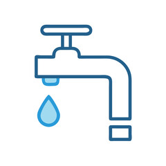 Water Faucet with Dripping Drop Icon Design