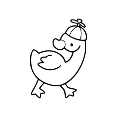 playful duck with helicopter beanie outline