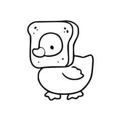 silly duck with toast headgear outline