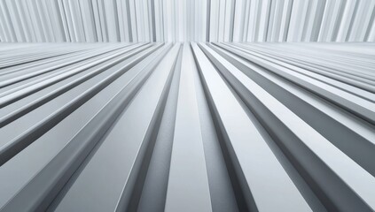 Abstract, geometric perspective.  Perspective lines converge towards a central vanishing point.  A series of parallel, light gray rectangles create a three-dimensional effect