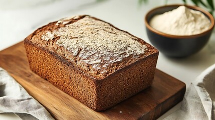 Artisan Rye Bread Loaf on Wooden Board