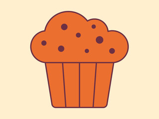 Muffin icon. Autumn icon and symbol. Autumn elements. Simple flat vector icon.