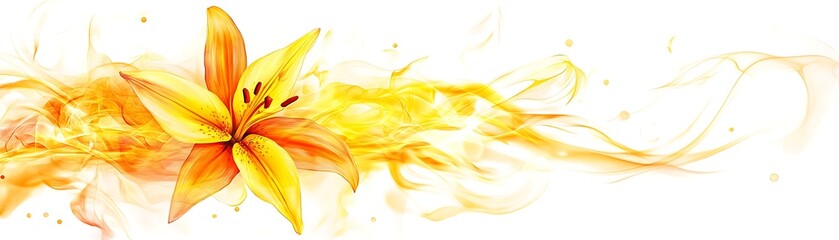 Obraz premium Graceful Lily Blossom Ignites Passion with Golden Smoke Trails for Elegant Design