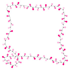 Light bulb frames in pink with blank space for a text that can use for invitations, celebrations and any	