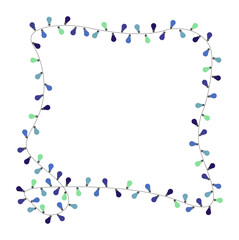 Light bulb frames in blue and green with blank space for a text that can use for invitations, celebrations and any	