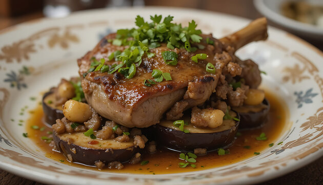 Sultan&rsquo;s Delight &ndash; H&uuml;nkar Beğendi (lamb over smoked eggplant).
