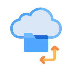 Cloud Upload with Folder Sync Icon Design