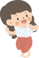 Cute Thai Dance Girl Student cartoon