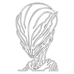 Abstract Alien Head Silhouette Outline Illustration