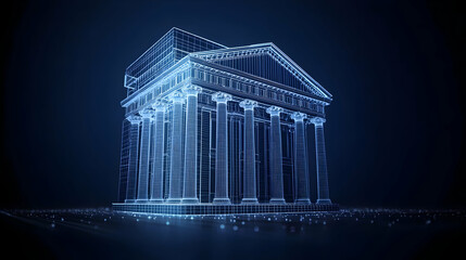 Obraz premium Digital Rendering Of Ancient Building With Blue Light
