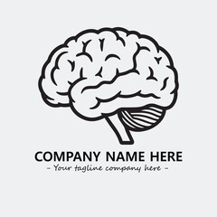 Brain illustration black and white for logo company vector image
