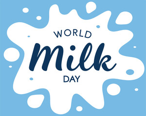 World Milk Day Banner with Globe and Light Blue Splash.