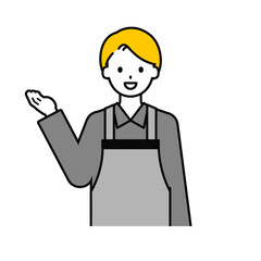 上半身のポーズ_シンプルな飲食店の店員の男性17