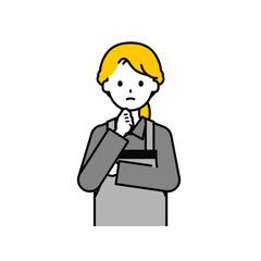 上半身のポーズ_シンプルな飲食店の店員の女性10