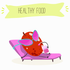 Exotic fruit cupuasu . Natural vitamin antioxidant detox food collection. Vector hand drawn illistration.