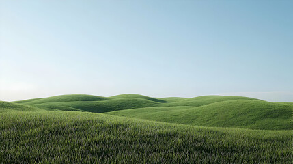 Obraz premium Expansive Green Hills Under Clear Sky