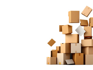 Stacked cardboard boxes in dynamic arrangement