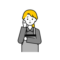 上半身のポーズ_シンプルな飲食店の店員の女性12