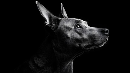Dramatic Low-Key Black and White Portrait of a Dog
