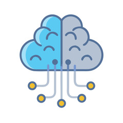 Cloud with Brain Circuit Extension Icon Design