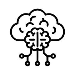 Cloud with Brain Circuit Extension Icon Design